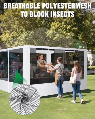 10x10ft Mesh Sidewalls Kit for Canopy (White, 4PCS Sidewalls Only) in 10x10ft in White, alternate view 3
