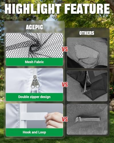 10x10ft Mesh Sidewalls Kit for Canopy (White, 4PCS Sidewalls Only) in 10x10ft in White, alternate view 4