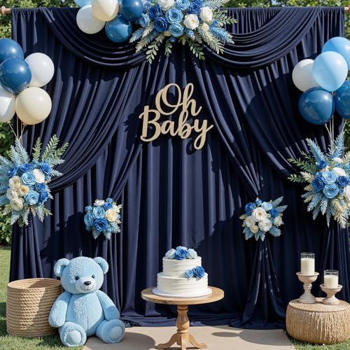 10x10ft Navy Blue Backdrop Curtains for Parties, 2 Panels 5x10ft Wrinkle-Free Polyester Background Curtains for, alternate