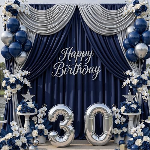 10x10ft Navy Blue Backdrop Curtains for Parties, 2 Panels 5x10ft Wrinkle-Free Polyester Background Curtains for, alternate