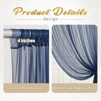 10x10ft Navy Blue Tulle Backdrop Curtain with Lights String for Parites, Sheer Photo Backdrop Curtains with, alternate view 2
