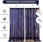 10x10FT Navy Blue Wrinkle Free Backdrop Curtains with Lights String for Parties - Photo Curtain Backdrop with, alternate view