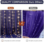 10x10FT Navy Blue Wrinkle Free Backdrop Curtains with Lights String for Parties - Photo Curtain Backdrop with, alternate view