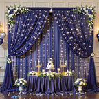 10x10FT Navy Blue Wrinkle Free Backdrop Curtains with Lights String for Parties - Photo Curtain Backdrop with, alternate view