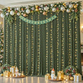 10x10ft Olive Green Backdrop Curtains with Lights String for Parties in 5'(W) x 10'(H), 2 panels in Olive Green