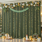 10x10ft Olive Green Backdrop Curtains with Lights String for Parties in 5'(W) x 10'(H), 2 panels in Olive Green