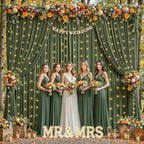 10x10ft Olive Green Backdrop Curtains with Lights String for Parties in 5'(W) x 10'(H), 2 panels in Olive Green, alternate