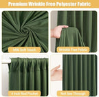 10x10ft Olive Green Backdrop Curtains with Lights String for Parties in 5'(W) x 10'(H), 2 panels in Olive Green, alternate