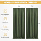 10x10ft Olive Green Backdrop Curtains with Lights String for Parties in 5'(W) x 10'(H), 2 panels in Olive Green, alternate