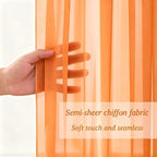 10x10ft Orange Chiffon Backdrop Curtain with Lights String for Wedding Sheer Tulle Curtain Photo Backdrops, alternate view 3