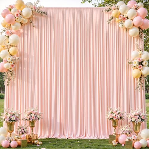 10x10ft Pale Pink Backdrop Curtains for Wedding Parties Wrinkle Free Photo Backdrop Drapes for Photography