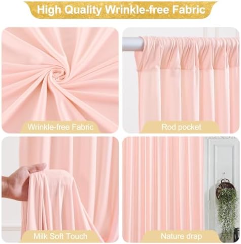 10x10ft Pale Pink Backdrop Curtains for Wedding Parties Wrinkle Free Photo Backdrop Drapes for Photography, alternate view 2