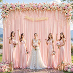 10x10ft Pale Pink Backdrop Curtains for Wedding Parties Wrinkle Free Photo Backdrop Drapes for Photography, alternate view 3