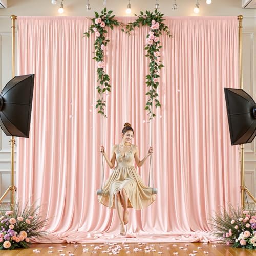 10x10ft Pale Pink Backdrop Curtains for Wedding Parties Wrinkle Free Photo Backdrop Drapes for Photography, alternate view 4