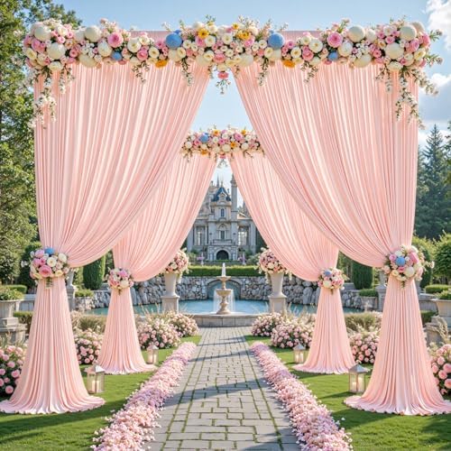 10x10ft Pale Pink Backdrop Curtains for Wedding Parties Wrinkle Free Photo Backdrop Drapes for Photography, alternate view 5