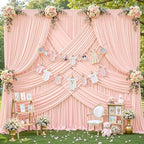 10x10ft Pale Pink Backdrop Curtains for Wedding Parties Wrinkle Free Photo Backdrop Drapes for Photography, alternate view 6