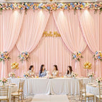 10x10ft Pale Pink Backdrop Curtains for Wedding Parties Wrinkle Free Photo Backdrop Drapes for Photography, alternate view 7