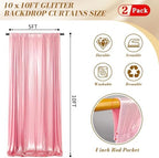 10x10FT Pink Backdrop Curtain for Parties Sequin Backdrop Curtain in 5ft x 10ft(2 panels) in Pink, alternate view 2