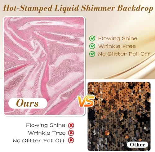 10x10FT Pink Backdrop Curtain for Parties Sequin Backdrop Curtain in 5ft x 10ft(2 panels) in Pink, alternate view 4