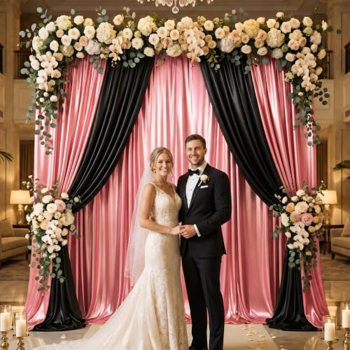 10x10FT Pink Backdrop Curtain for Parties Sequin Backdrop Curtain in 5ft x 10ft(2 panels) in Pink, alternate view 5