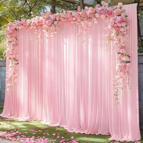 10x10ft Pink Backdrop Curtain Panels for Parties - Wrinkle Free Polyester Photo Curtain Backdrop Wedding Back, alternate view