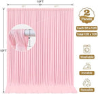 10x10ft Pink Backdrop Curtain Panels for Parties - Wrinkle Free Polyester Photo Curtain Backdrop Wedding Back, alternate view