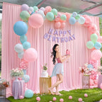 10x10ft Pink Backdrop Curtain Panels for Parties - Wrinkle Free Polyester Photo Curtain Backdrop Wedding Back, alternate view