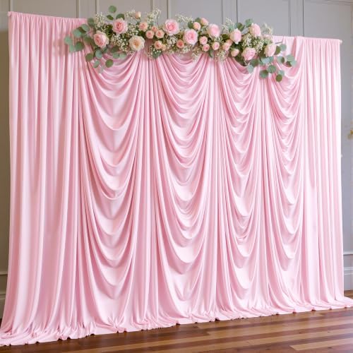 10x10ft Pink Backdrop Curtain Wrinkle Free Photo Backdrop Drapes for Wedding Party Birthday Baby Shower