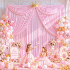 10x10ft Pink Backdrop Curtain Wrinkle Free Photo Backdrop Drapes for Wedding Party Birthday Baby Shower, alternate view 6