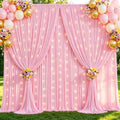 10x10ft Pink Backdrop Curtains with Lights String for Parties, 2 Panels in 5'(W) x 10'(H), 2 panels in Pink