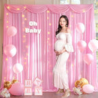 10x10ft Pink Backdrop Curtains with Lights String for Parties, 2 Panels in 5'(W) x 10'(H), 2 panels in Pink, alternate view 6