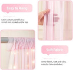 10x10ft Pink Backdrop Curtains with Lights String for Parties, Wrinkle Free Sheer Tulle Curtain Wedding Photo, alternate view