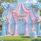 10x10ft Pink Blue Backdrop Curtain for Gender Reveal, Wrinkle Free Fabric Backdrop Curtain Baby Shower, Photo, alternate view