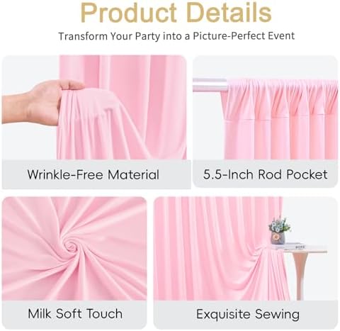 10x10ft Pink Blue Backdrop Curtain for Gender Reveal, Wrinkle Free Fabric Backdrop Curtain Baby Shower, Photo, alternate view