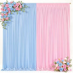 10x10ft Pink Blue Backdrop Curtain for Gender Reveal, Wrinkle Free Fabric Backdrop Curtain Baby Shower, Photo, alternate view