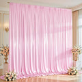 10x10ft Pink Glitter Backdrop Curtain for Parties, Wrinkle Free Satin Photo Backdrop Drapes 2 Panels 5x10FT