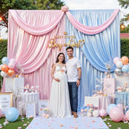 10x10ft Pink Glitter Backdrop Curtain for Parties, Wrinkle Free Satin Photo Backdrop Drapes 2 Panels 5x10FT, alternate view 5
