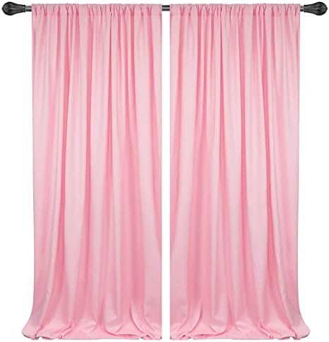 10x10ft Pink Polyester Backdrop Curtain 2 Panels Party Wedding in 5x10FT 2pcs in Pink
