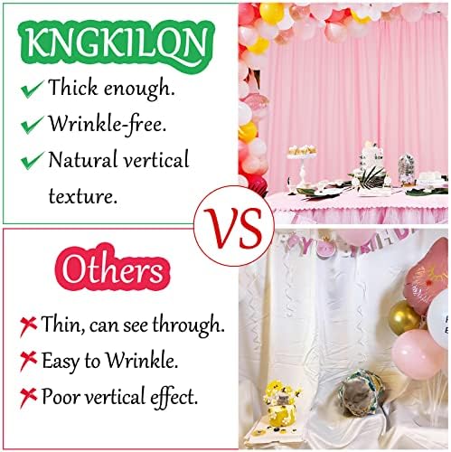 10x10ft Pink Polyester Backdrop Curtain 2 Panels Party Wedding in 5x10FT 2pcs in Pink, alternate view 2