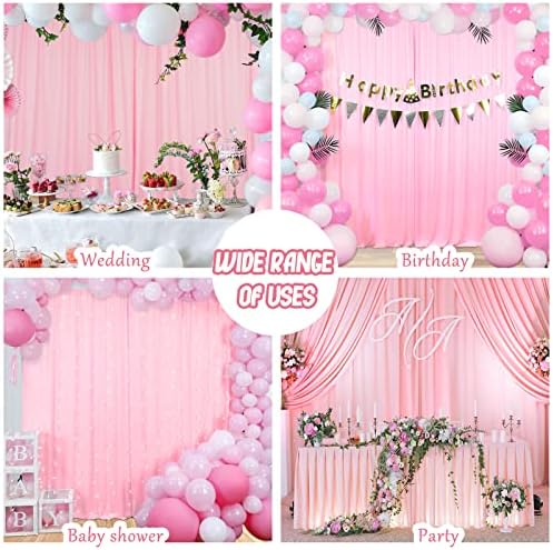 10x10ft Pink Polyester Backdrop Curtain 2 Panels Party Wedding in 5x10FT 2pcs in Pink, alternate view 5