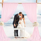 10x10ft Pink Polyester Backdrop Curtain 2 Panels Party Wedding in 5x10FT 2pcs in Pink, alternate view 6