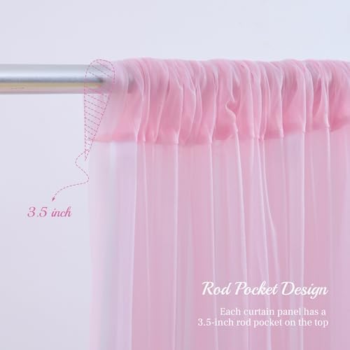 10x10ft Pink Tulle Backdrop Curtain with Lights String for Parites, Sheer Backdrop Drapes for Baby Shower, alternate view 7