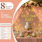 10x10ft Pink Tulle Backdrop Curtain with String Lights, Wrinkle-Free Sheer Wedding Backdrop for Birthday, alternate view 4