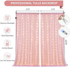 10x10FT Pink Wrinkle Free Backdrop Curtains with Lights String for Parties - Photo Curtain Backdrop with Lights, alternate