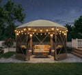 10x10FT Pop-up Canopy Shelter Tent with LED Light, 6-Sided Canopy Tent with Carry Bag and Stakes, Screen House