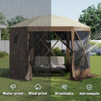 10x10FT Pop-up Canopy Shelter Tent with LED Light, 6-Sided Canopy Tent with Carry Bag and Stakes, Screen House, alternate