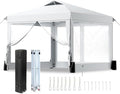 10x10ft Pop-Up Canopy Tent with 4 Removable Clear PVC Sidewalls in 10x10ft in White