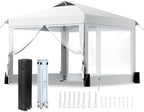 10x10ft Pop-Up Canopy Tent with 4 Removable Clear PVC Sidewalls in 10x10ft in White