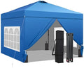 10x10ft Pop-Up Canopy Tent with 4 Side Walls - Easy Setup, Outdoor Portable Gazebo with 4 Ropes, 8 Stakes, 4