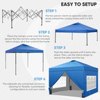 10x10ft Pop-Up Canopy Tent with 4 Side Walls - Easy Setup, Outdoor Portable Gazebo with 4 Ropes, 8 Stakes, 4, alternate view